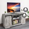 coucheta TV Stand for 65" Television, Modern Farmhouse Sliding Barn Door TV Stand, 58" Entertainment Center TV Console, Home Living Room Storage Table with Movable Shelf view 3