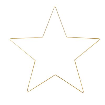 Metal Stars Frame Floral Hoop Hangable Wall Decoration Glazing Pentagram Shaped Wire Wreath Wall Art Ornament Window Decor for Home Shop 25CMx4MM (Golden)