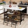 AWQM Kitchen Island with Seating & Storage Shelf, Faux Marble Island Table for Kitchen, Modern Bar Table and Chairs Set for 2,Dining Table Set for Small Space,White view 3
