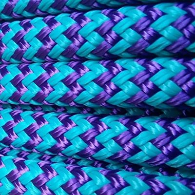 7/16 x 150 ft. Double Braid- Yacht Braid Polyester Rope Hank. Herringbone Purple/Turquoise