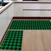2 Piece Kitchen Rugs and Mats Farm Black and Green Plaid Non Slip Area Runner Rug Indoor Floor Doormat Set Bedroom Living Room Sink Carpet Lumberjack Fashion Buffalo Checkered Home Decor Mats view 2