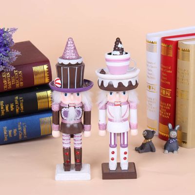 LUOZZY Christmas Nutcracker Figures Dessert Hat Nutcracker Soldier Christmas Decor Xmas Nutcracker Ornaments 10 Inch (Brown)