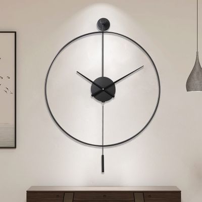 YISITEONE Classical Large Decorative Wall Clock with Pendulum, Modern Non-Ticking Silent Metal Wall Clocks for Living Room, Bedroom, Study, Office,20