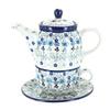 Blue Rose Polish Pottery - Blue Celeste Tea for One - 2 Cup Capacity - Decorative Teapot with Matching Cup, Unique Gift for Tea Lovers and Collectors view 1
