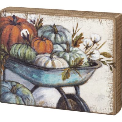 Primitives by Kathy Fall Themed Home Dcor Sign Featuring Pumpkins In A Wheelbarrow