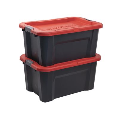 CX CRAFTSMAN, 30-Gallon Highly Durable Storage Bin & Dual Latching Lid, (16.1H x 21.7W x 32.4D), Versatile Stacking Tote and Weather-Resistant Design, American Made [2 Pack]