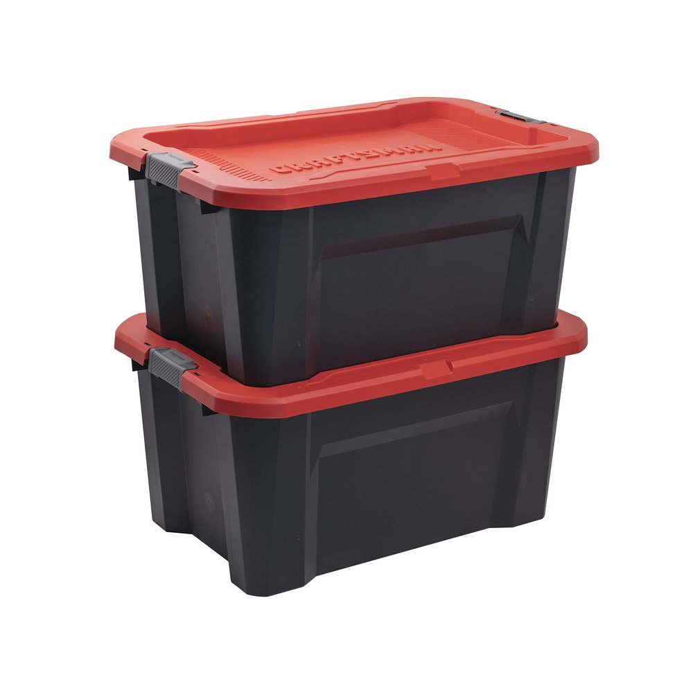 CX CRAFTSMAN, 30-Gallon Highly Durable Storage Bin & Dual Latching Lid, (16.1H x 21.7W x 32.4D), Versatile Stacking Tote and Weather-Resistant Design, American Made [2 Pack]