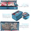 Hearth & Harbor Wrapping Paper Storage Container - Christmas Storage Bag with Ribbon Dispenser and Interior Pockets - Gift Wrap Organizer Fits Up to 26 Rolls of 40" Length, Blue view 3