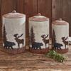 BLACK FOREST DECOR Timberland Moose & Bear Ceramic Canisters (Set of 3)  Rustic Kitchen Storage with Rubber-Sealed Lids, 7.15", 6.15", 5.15" Dia view 1