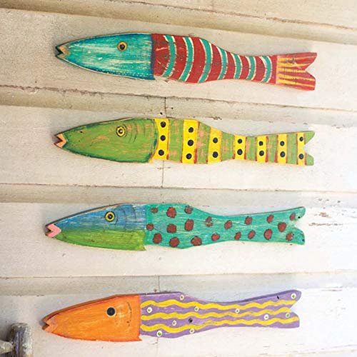 BLACK FOREST DECOR Recycled Wood Fish Wall Art - Set of 4