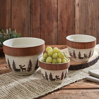 BLACK FOREST DECOR Woodland Moose & Bear Mixing Bowls - Set of 3