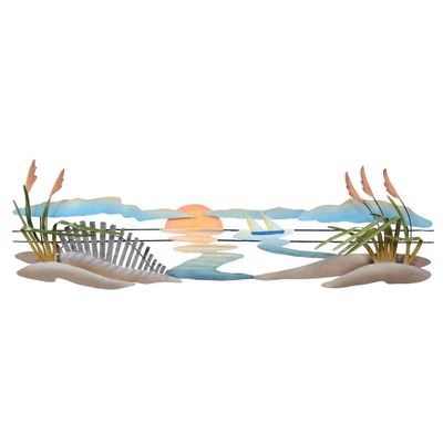 BLACK FOREST DECOR Coastal Hand-Painted Metal Wall Art - Ocean Sunset Dimensional Sculpture