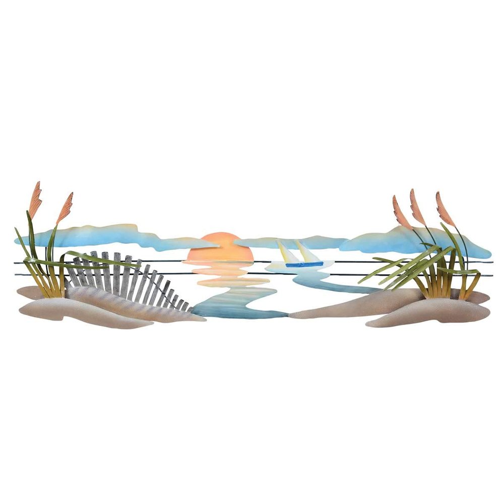 BLACK FOREST DECOR Coastal Hand-Painted Metal Wall Art - Ocean Sunset Dimensional Sculpture