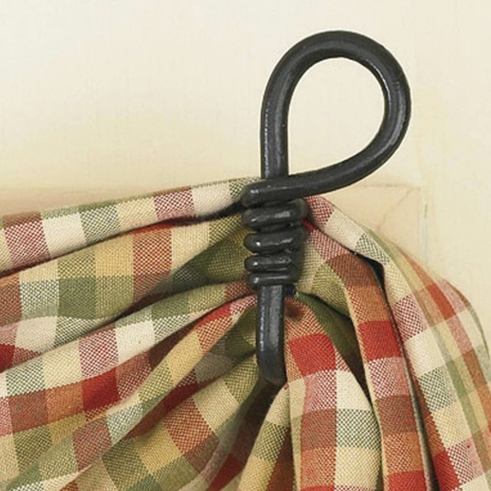 BLACK FOREST DECOR Blacksmith Loop Curtain Hooks - Set of 2 2 3/4"Wx5 1/2"H