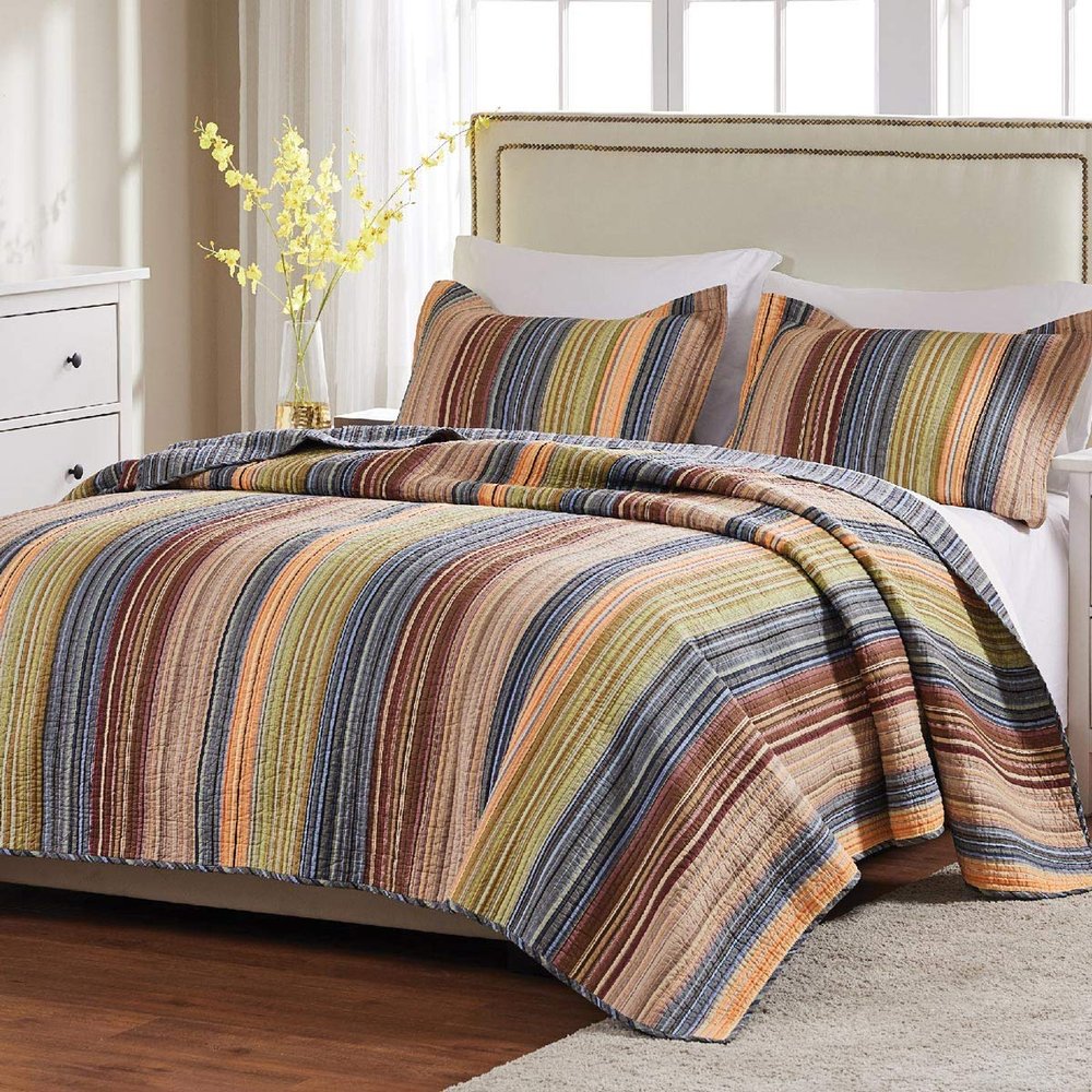 BLACK FOREST DECOR Sandy Beach Stripe 2-Piece Quilt Bed Set - Twin