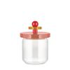 Alessi Mr. Sottsass I Suppose ES16 / 75 2 - Design Hermetic Glass Jar with Lid in Beech, Pink, Red and Yellow Wood view 1