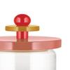 Alessi Mr. Sottsass I Suppose ES16 / 75 2 - Design Hermetic Glass Jar with Lid in Beech, Pink, Red and Yellow Wood view 2