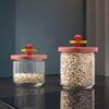 Alessi Mr. Sottsass I Suppose ES16 / 75 2 - Design Hermetic Glass Jar with Lid in Beech, Pink, Red and Yellow Wood view 3