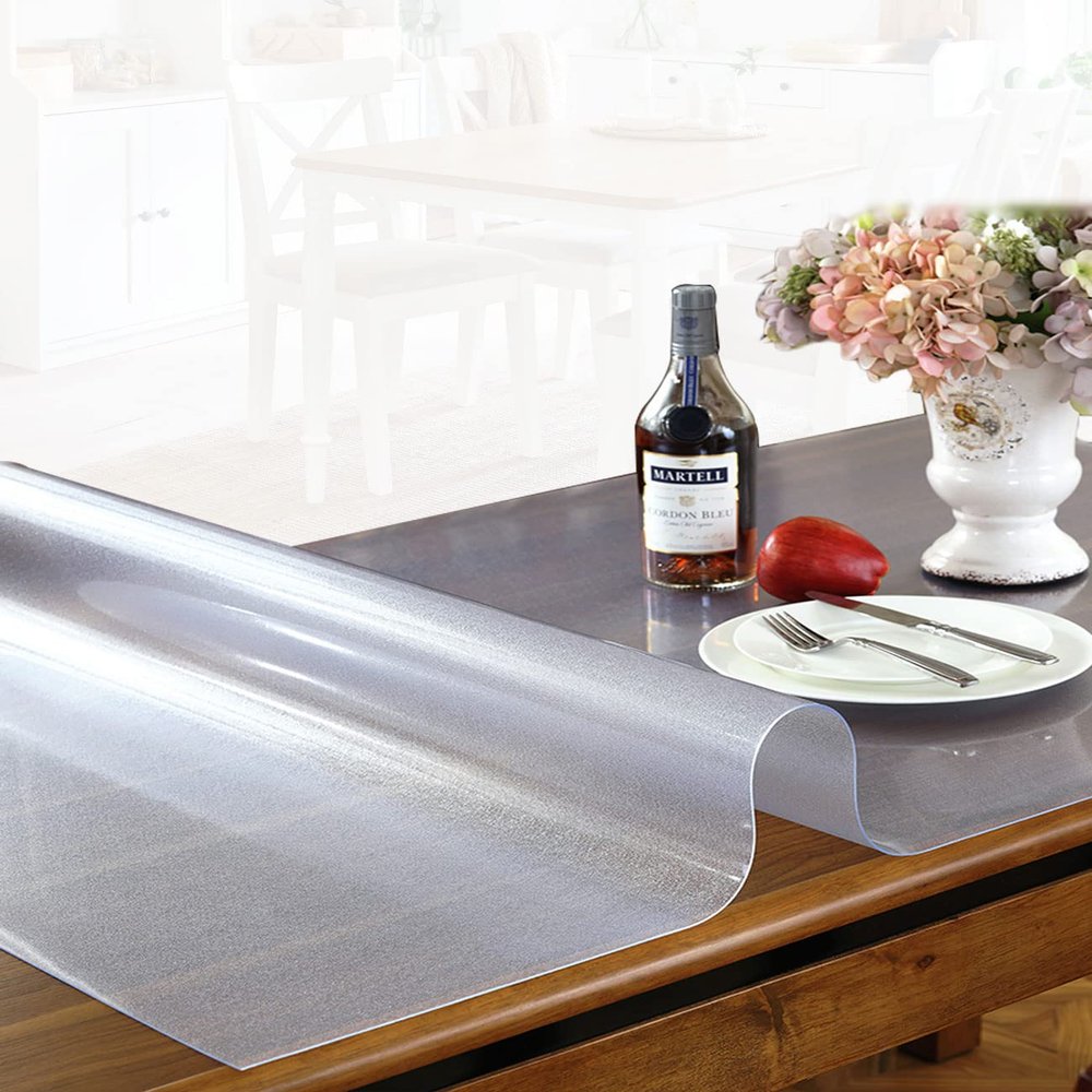 1.5mm PVC Table Covers, Ultra High Clarity, Glossy Surface, Waterproof and Non-Slip, Easy to Clean and Customize Table Cover Protector 23x48 Inch