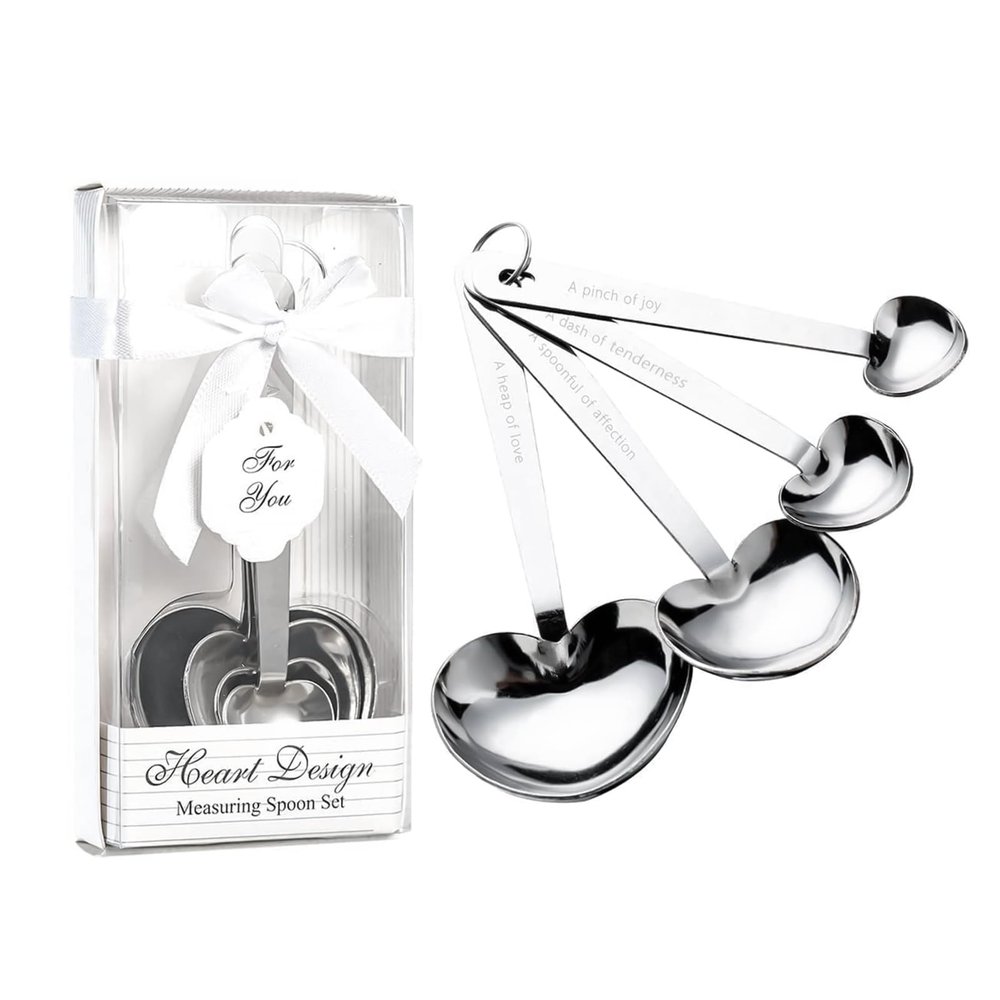 12 Packs Heart Shaped Measuring Spoon Set for Wedding Birthday Party Bridal Shower Gifts, Baby Shower Decorations Souvenirs for Guests with Individual Gift Package