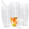 Oomcu 50 Pack 5 oz Square Clear Plastic Dessert Cups with Spoons  Disposable Appetizer Cups for Parties, Yogurt Parfait, Ice Cream, Pudding,Mousse, Salad, Veggies, Snack, Mini Dessert Serving Bowls view 1