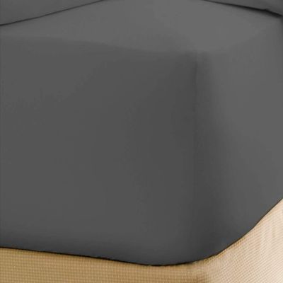 600 Thread Count 100% Egyptian Cotton 3PC Fitted Sheet (1-Fitted Sheet &2-Pillow Cases) Olympic Queen Dark Grey Solid with Elastic All Around Fits Mattress Upto 12 Inches Deep Pocket
