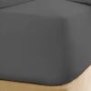 600 Thread Count 100% Egyptian Cotton 3PC Fitted Sheet (1-Fitted Sheet &2-Pillow Cases) Olympic Queen Dark Grey Solid with Elastic All Around Fits Mattress Upto 12 Inches Deep Pocket view 1
