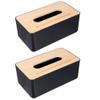 2pcs Decorative Napkin Tissue Wood Lid Elegant Tissue Holder for Home Decor Organizer for Living Room Office and Bathroom Use view 1