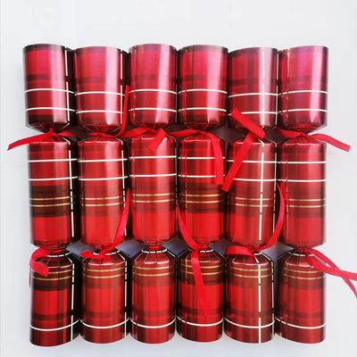 Christmas Cracker Set of 6pcs 10 inch Plaid Design, Christmas Dinner Traditional Celebration, Santa Claus Father Christmas (Plaid)