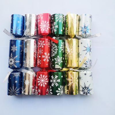 Christmas Cracker Set of 6pcs 10 inch red Silver Gold Snowflake Plaid Design Santa Claus Father Christmas (Random 6pcs)