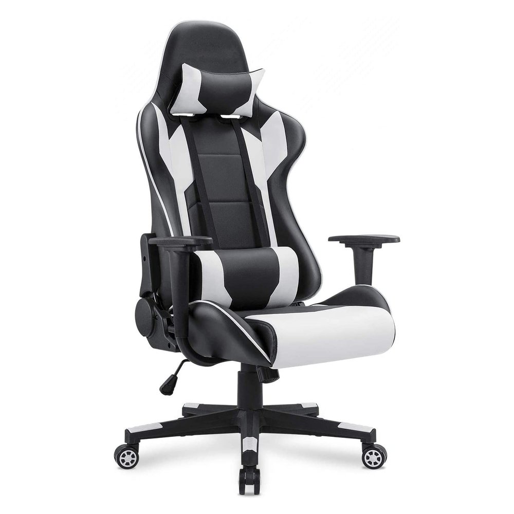 Adult Gaming Chair, Ergonomic Massage Chair, Modern Carbon Fiber Desk Chair, Large Gaming Chair, Teenage Gaming Chair (Red) White