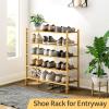5-Tier Bamboo Shoe Rack for Entryway, Stackable | Heavy Duty | Multi-Function, Free Standing Shoe Racks for Bedroom Hallway Closet view 3