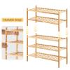 5-Tier Bamboo Shoe Rack for Entryway, Stackable | Heavy Duty | Multi-Function, Free Standing Shoe Racks for Bedroom Hallway Closet view 4