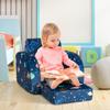 Costzon Kids Couch, 3 in 1 Convertible Flip Open Children's Sofa w/Foam-Padded Seat, Toddler Armrest Chair Bed for Nap Play Sleep, Fold Out Lounger Kids Sofa, Gift for Children Boys Girls (Planet) view 2
