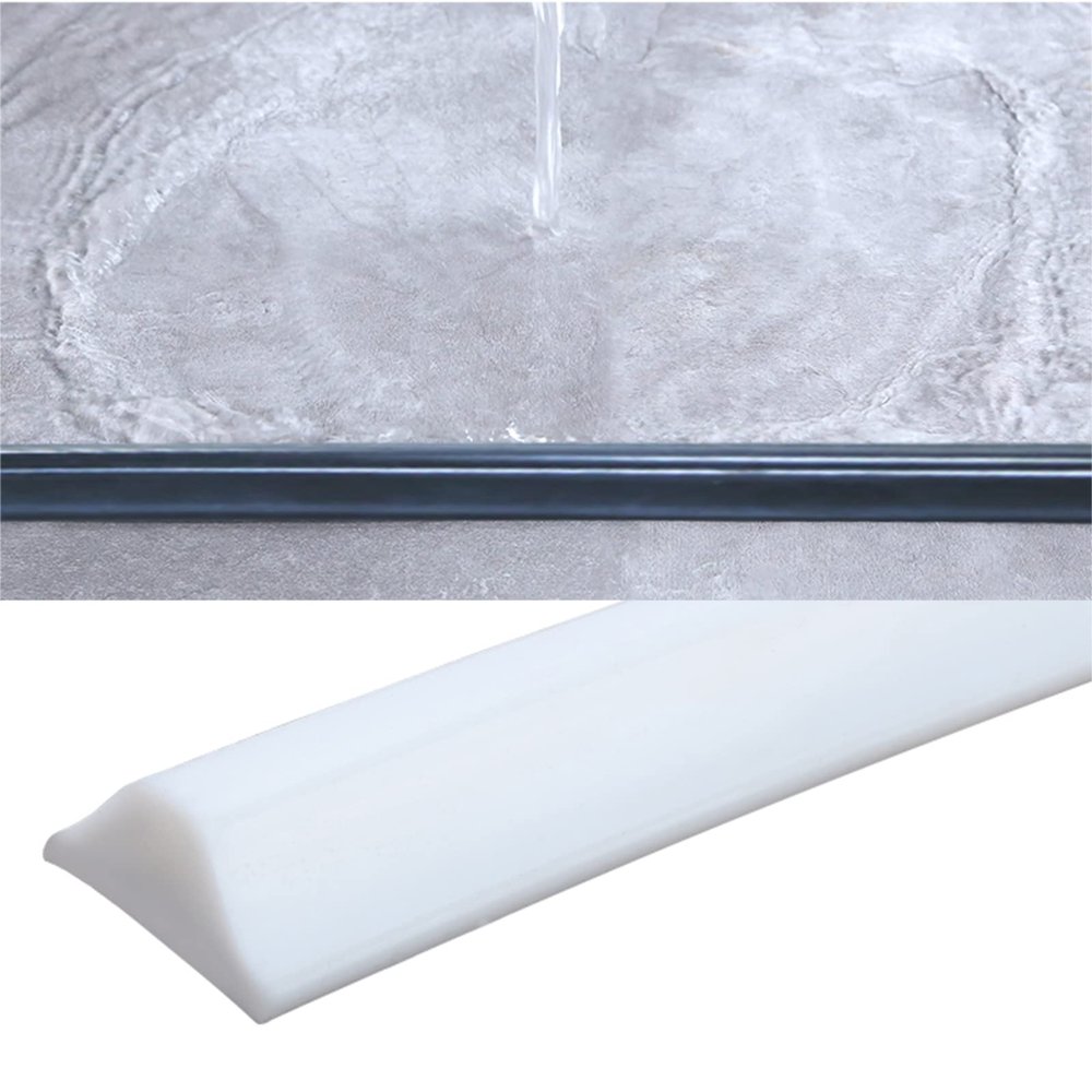 PPGE Shower Threshold Water Guard, Collapsible Bathroom Water Stopper Flood Barrier Rubber Water Dam, Self Adhesive Silicone Stopper Seal Strip Dry and Wet Separation, (Size:500cm,Color:White)