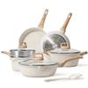 CAROTE Pots and Pans Set Nonstick, White Granite Induction Kitchen Cookware Set, 10 Pcs Non Stick Cooking Set w/Frying Pans & Saucepans(PFOS, PFOA Free) view 1