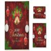 ALAZA Xmas Theme Merry Christmas Golden Bell Snowflake Soft 3 Piece Bath Towels Set for Bathroom Spa Hotel, 1 Bath Towel+ 1 Hand Towel+ 1 Washcloth view 1
