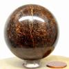 53mm Orange Garnet Sphere Natural Almandine Mineral Sparkling Crystal Polished Gemstone Ball - India + Stand view 4