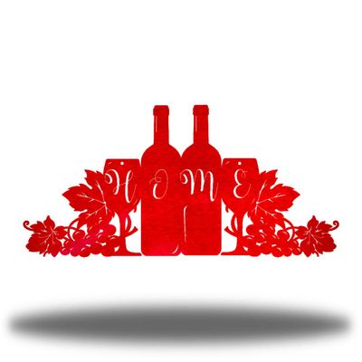 Riverside Designs Home Wine Outdoor Metal Steel Wall Decor | Made in USA | Multiple Colors and Sizes (36", Red)