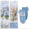 KayDeeDesigns 4 Piece Welcome Cottage Blue Kitchen Linen Bundle, Dual Purpose Towels and Grabber Mitt view 1