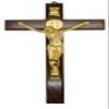 12" Dark Wood St. Benedict Crucifix with Metallic Corpus and Embedded St. Benedict Medals (Gold) view 1