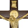 12" Dark Wood St. Benedict Crucifix with Metallic Corpus and Embedded St. Benedict Medals (Gold) view 2