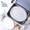 Platter Storage Case Fine China Storage Containers Hard Shell, Quilted and Stackable 16x 12.5x 3.5 Platter Storage Container with Handles and Felt Dividers for Moving and Seasonal Storage, Grey view 2