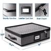 Platter Storage Case Fine China Storage Containers Hard Shell, Quilted and Stackable 16x 12.5x 3.5 Platter Storage Container with Handles and Felt Dividers for Moving and Seasonal Storage, Grey view 3