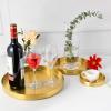 Gold Tray Round Serving Platter - Metal Decorative Plate for Bar Club Lounge Coffee Table Centerpieces Perfume Vanity Jewelry Display Cosmetic Storage Counter Bathroom Organizer (5"W+ 8"W+ 12"W 1.1"H) view 4