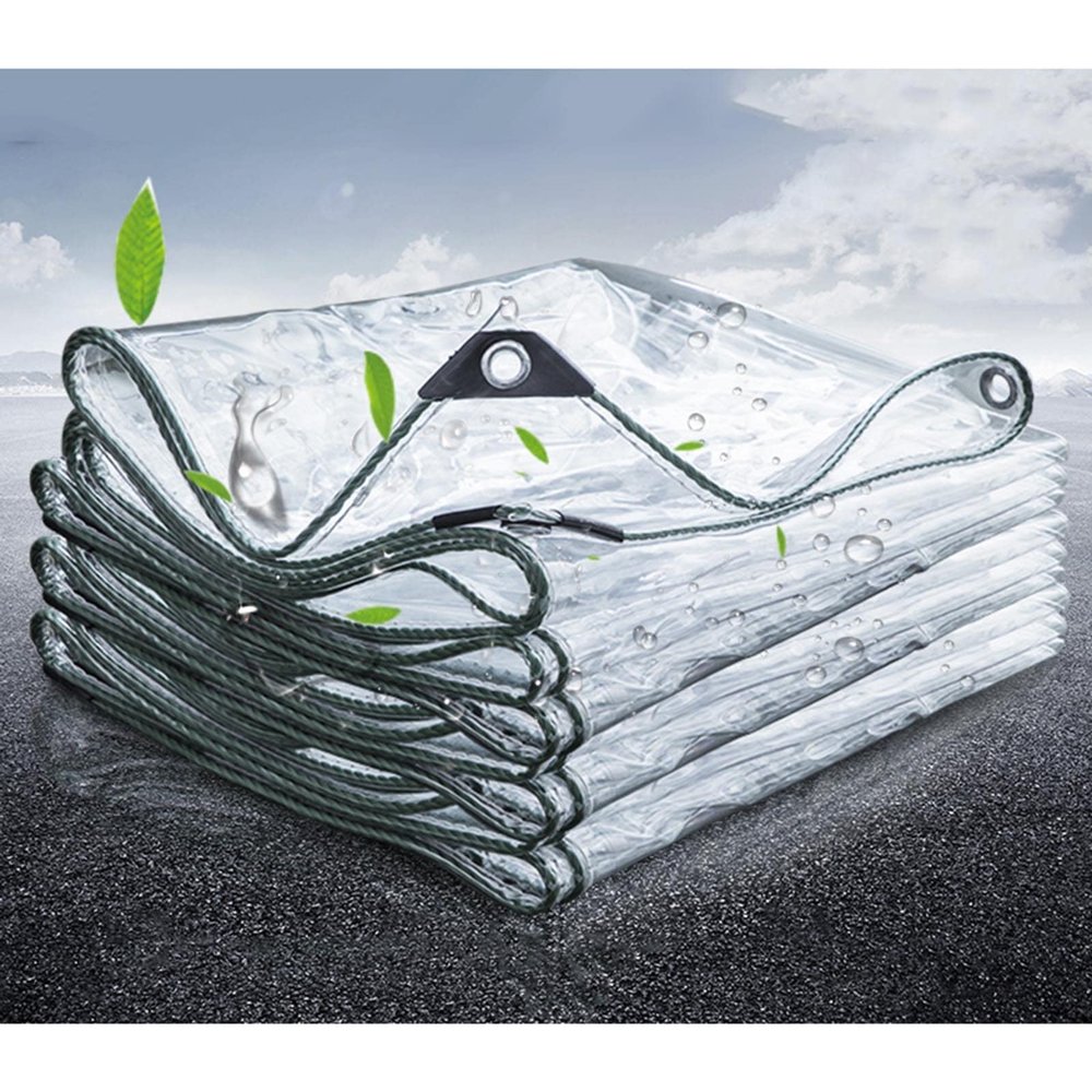 Xrdbfd 2.5x3m PVC Tarp Heavy-Duty,Transparent Sunscreen/Waterproof Tarpaulin,with Reinforced Eyelets,Multifunctional Weatherproof Tarp,Used to Protect Plants,Balconies,car Covers,1.1x1.1m/3.6 * 3.6ft