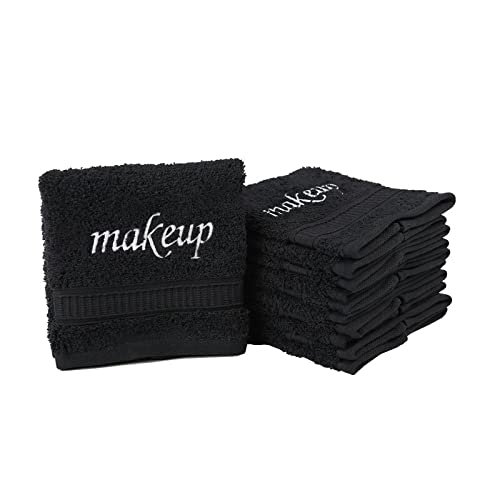 LA HAMMAM 6 Pack 13" 13" Super Soft Turkish Cotton Make Up Removal Towels & Washcloths | Highly Absorbent Towel | Luxury Makeup Remover Reusable Face Cloths | Facial & Skin Care Wash Cloth - Black