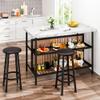 DKLGG Kitchen Island with Stools & Storage, Modern Dining Table Set for 2, 3 Piece Kitchen & Dining Room Sets Island Table for Small Space, Apartment, Home Bar, White view 3