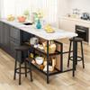 DKLGG Kitchen Island with Stools & Storage, Modern Dining Table Set for 2, 3 Piece Kitchen & Dining Room Sets Island Table for Small Space, Apartment, Home Bar, White view 4