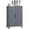 HOMCOM Industrial Storage Cabinet, Steel Garage Cabinet with Double Doors and Adjustable Shelves, Grey view 1
